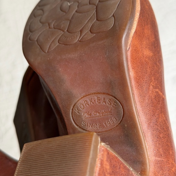 Kork-Ease Sagano Mule Leather Wrapped Women's 8 Brown Rum Chunky Heels Comfort - Picture 13 of 13